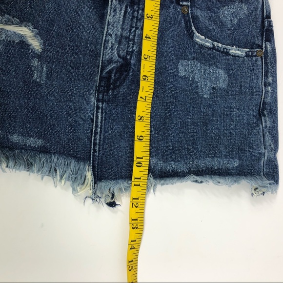 Free People Deconstructed Distressed Denim Skirt 6 - Picture 7 of 8